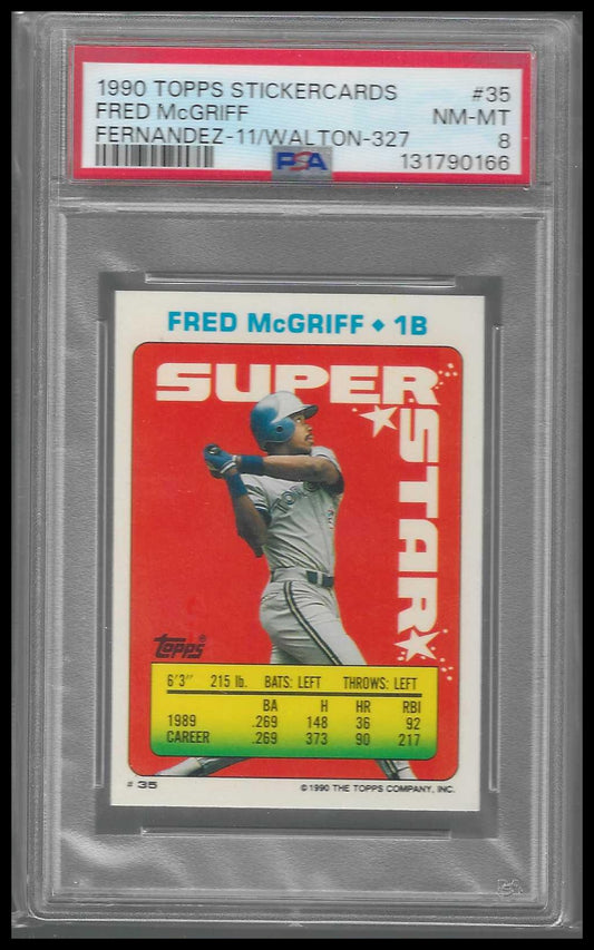 1990 Topps Stickers Super Star Backs #35 Fred McGriff PSA 8 POP 1 - Veteran Sports Cards FL