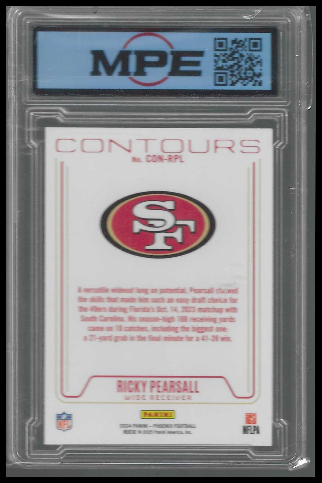 2024 Panini Phoenix Contours Purple #CON-RPL Ricky Pearsall MPE GEM/MT 10 - Veteran Sports Cards FL