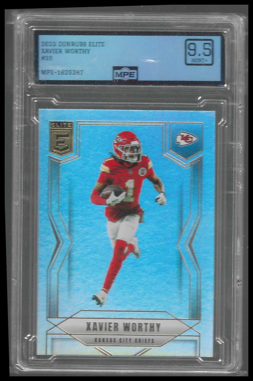 2025 Donruss Elite #35 Xavier Worthy MPE 9.5 - Veteran Sports Cards FL