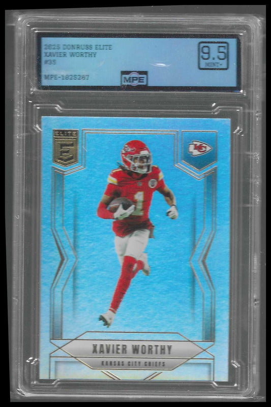 2025 Donruss Elite #35 Xavier Worthy MPE 9.5 - Veteran Sports Cards FL