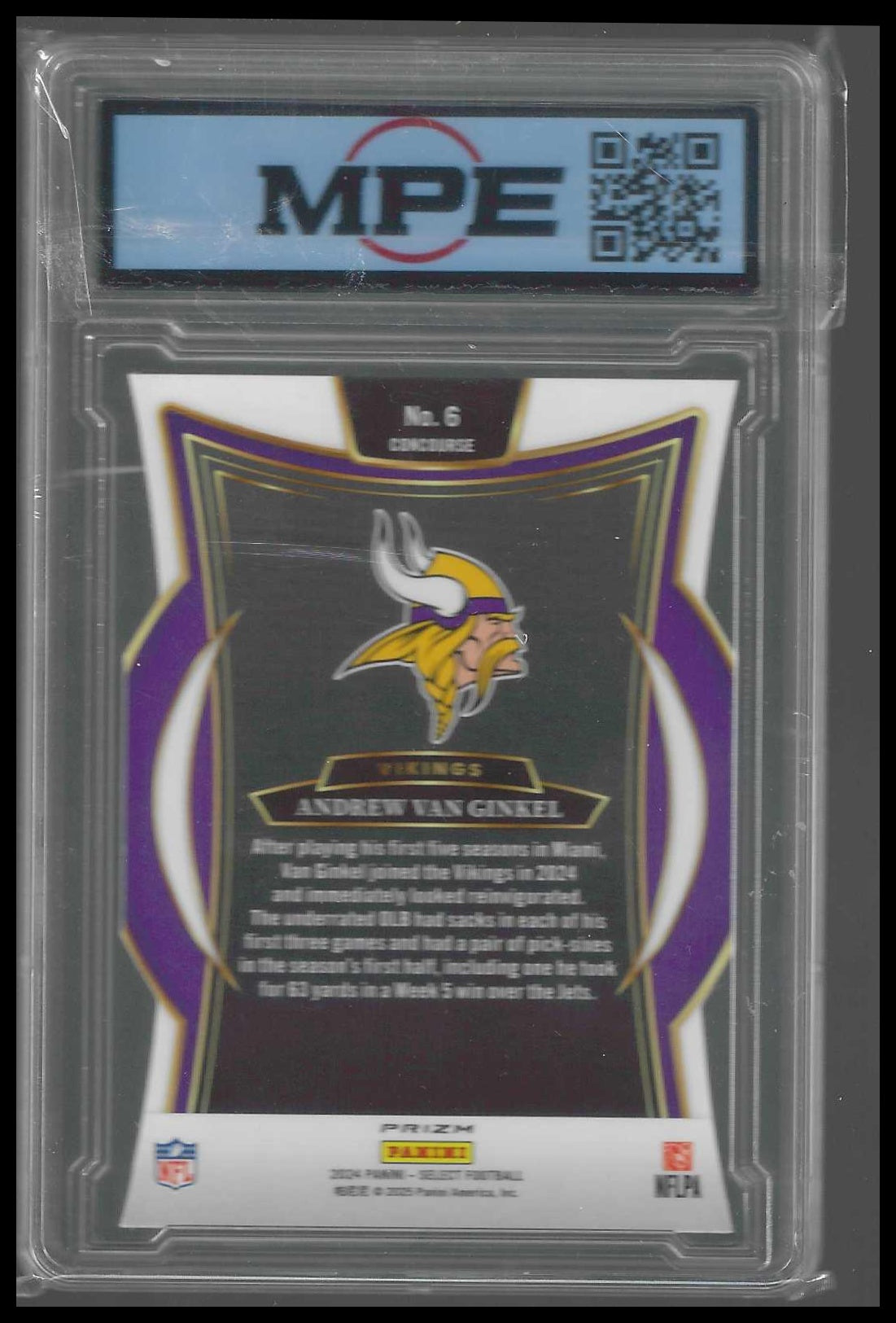 2024 Panini Select Silver Prizm Die Cut #6 Andrew Van Ginkel Rookie MPE 10 - Veteran Sports Cards FL