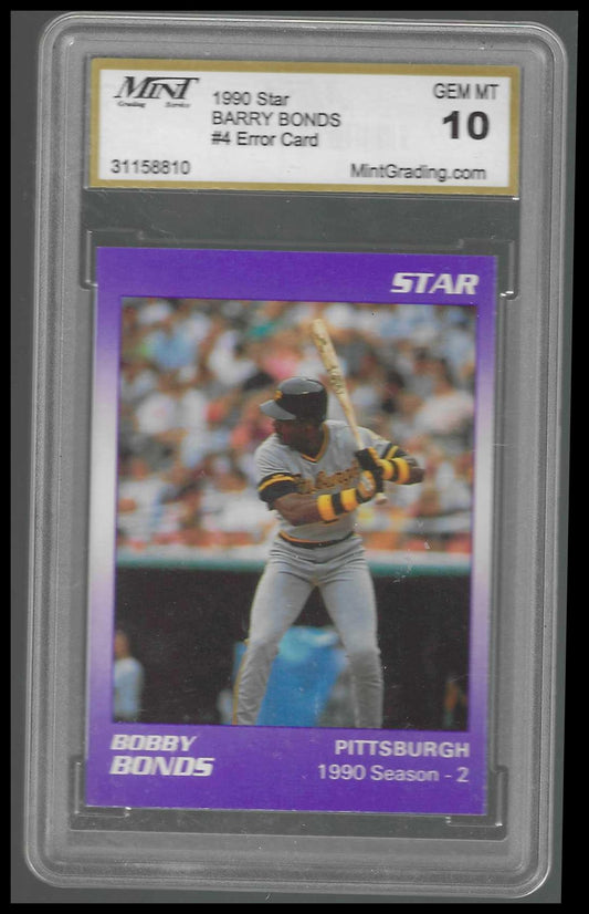 1990 Star Barry Bonds Error #4 Bobby Bonds MINT 10 - Veteran Sports Cards FL