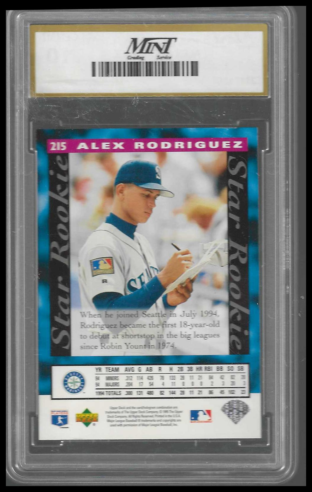 1995 Upper Deck #215 Alex Rodriguez MINT 10 - Veteran Sports Cards FL