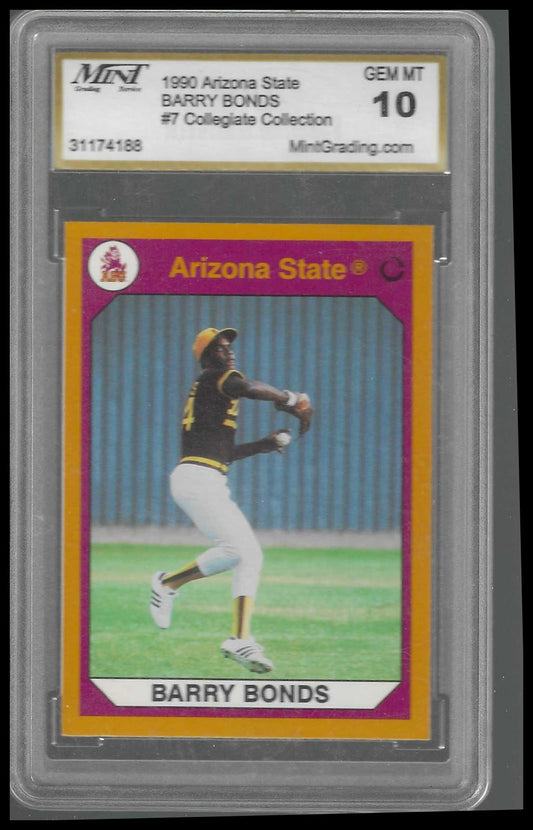 1990-91 Collegiate Collection Arizona State Sun Devils #7 Barry Bonds MINT 10 - Veteran Sports Cards FL