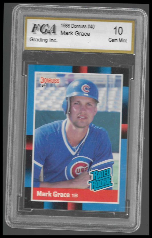 1988 Leaf #40 Mark Grace Rookie FGA GEM/MT 10 - Veteran Sports Cards FL