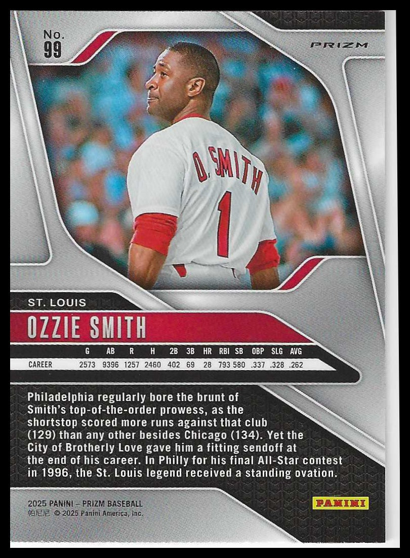 2025 Panini Prizm Blue Ice Prizms #99 Ozzie Smith - Veteran Sports Cards FL