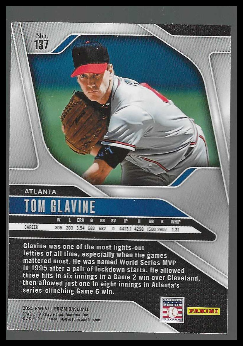2025 Panini Prizm #137 Tom Glavine - Veteran Sports Cards FL