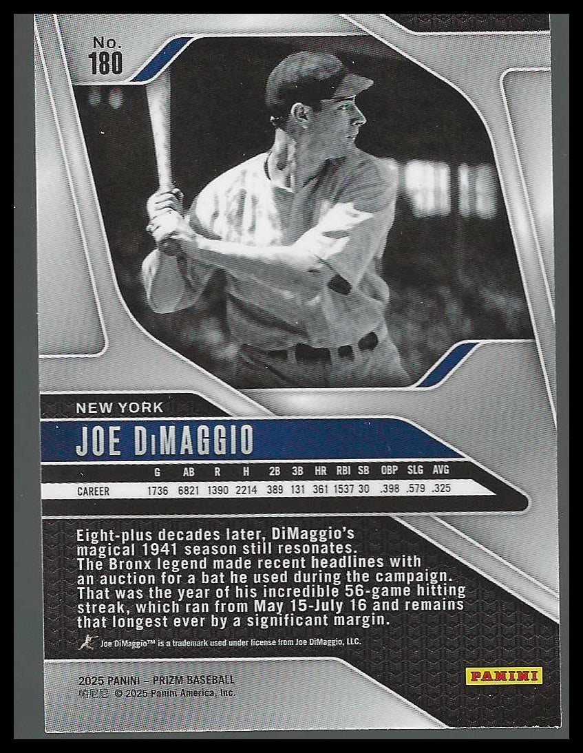 2025 Panini Prizm #180 Joe DiMaggio - Veteran Sports Cards FL