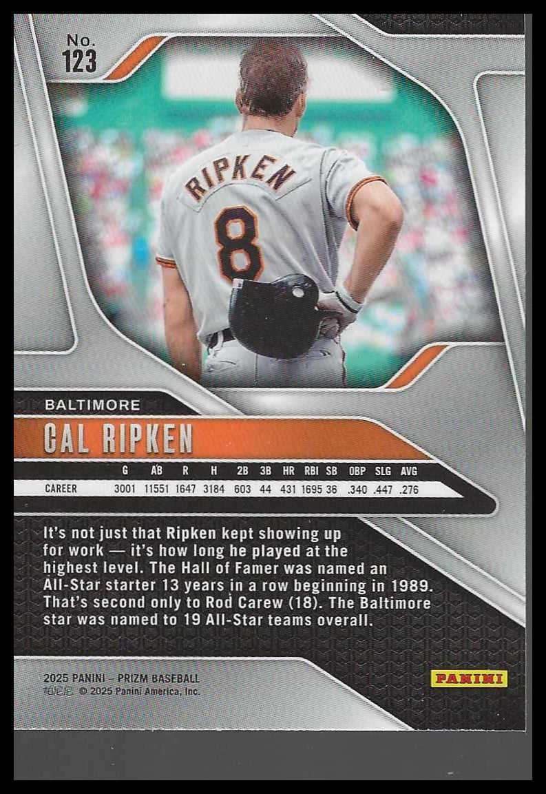 2025 Panini Prizm #123 Cal Ripken - Veteran Sports Cards FL