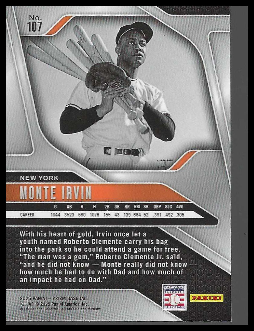 2025 Panini Prizm #107 Monte Irvin - Veteran Sports Cards FL