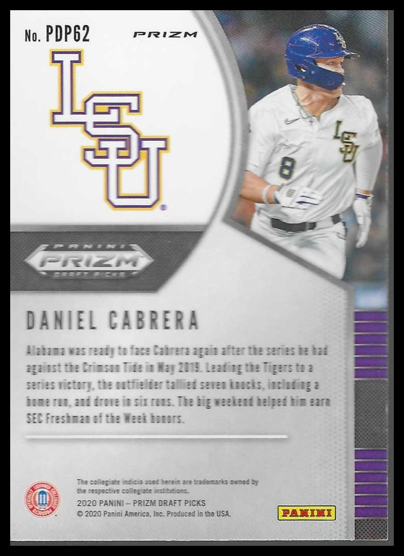 2020 Panini Prizm Draft Picks Green Pulsar #PDP62 Daniel Cabrera - Veteran Sports Cards FL