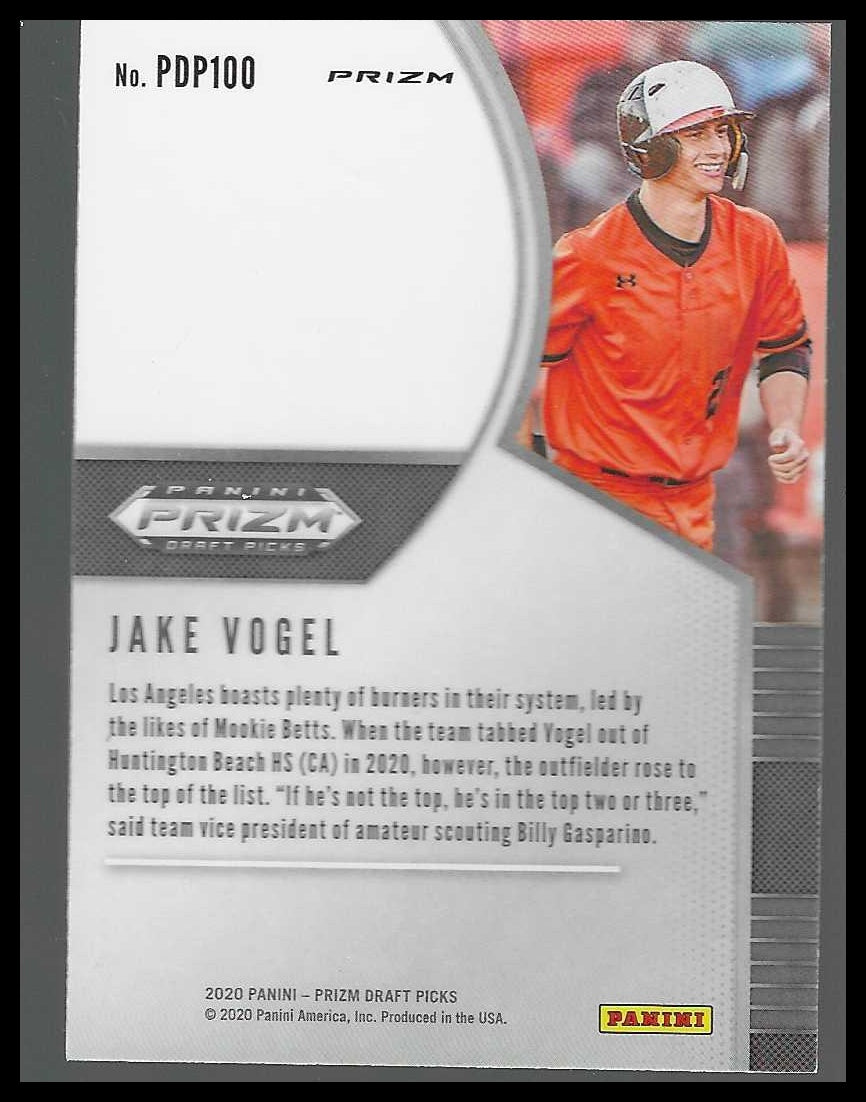 2020 Panini Prizm Draft Picks Hyper Red and Purple #PDP100 Jake Vogel - Veteran Sports Cards FL