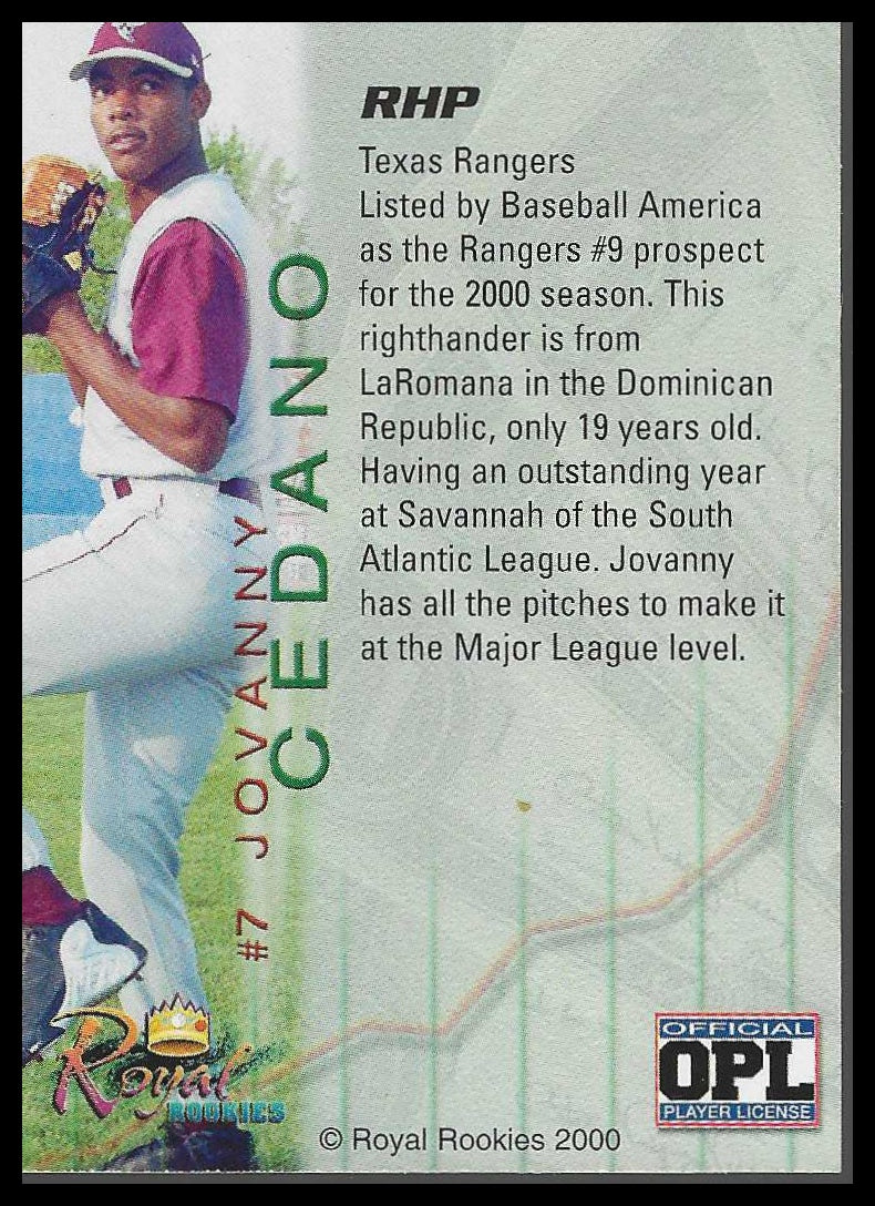 2000 Royal Rookies Futures Autographs #7 Jovanny Cedeno - Veteran Sports Cards FL
