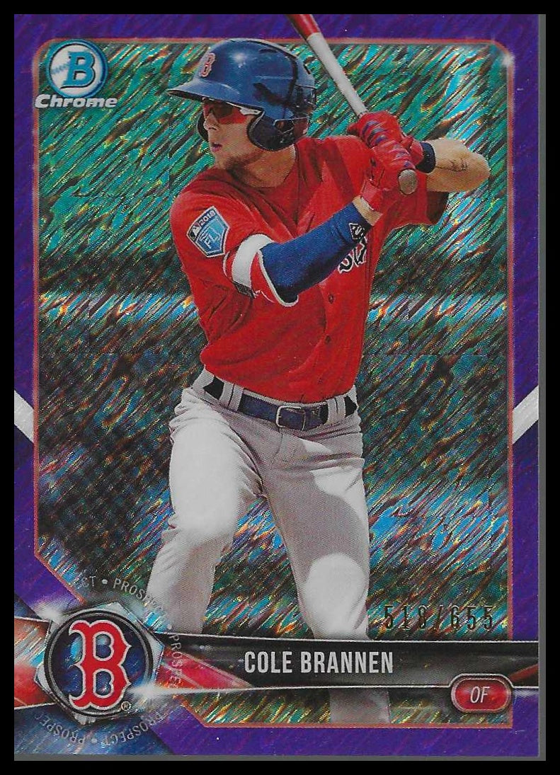 2018 Bowman Chrme Prospects Prpl Shimmer Refractor BCP154 Cole Brannen #518/655 - Veteran Sports Cards FL