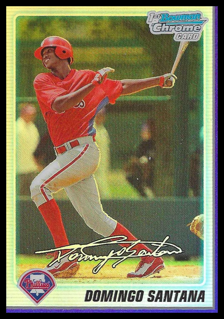 2010 Bowman Chrome Prospects Purple Refractors #BCP40 Domingo Santana #836/999 - Veteran Sports Cards FL