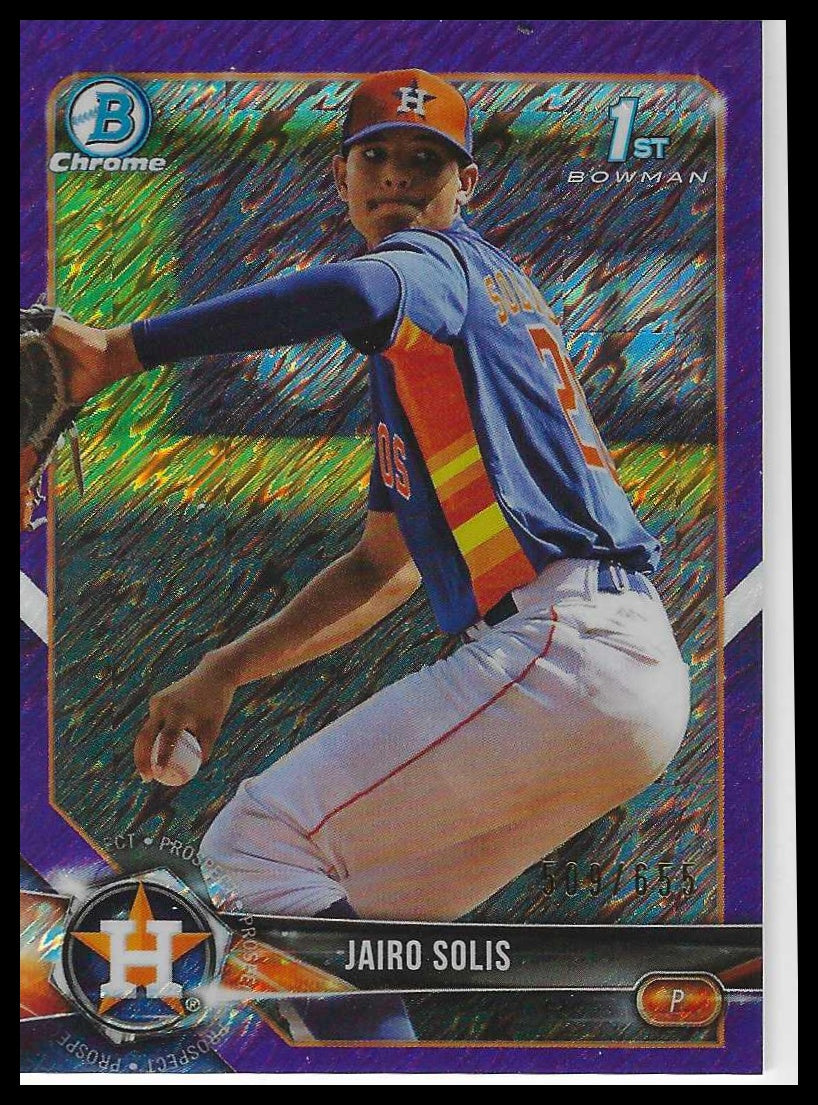 2018 Bowman Chrome Prospects Purple Shimmer Refractor #BCP232 Jairo Solis - Veteran Sports Cards FL