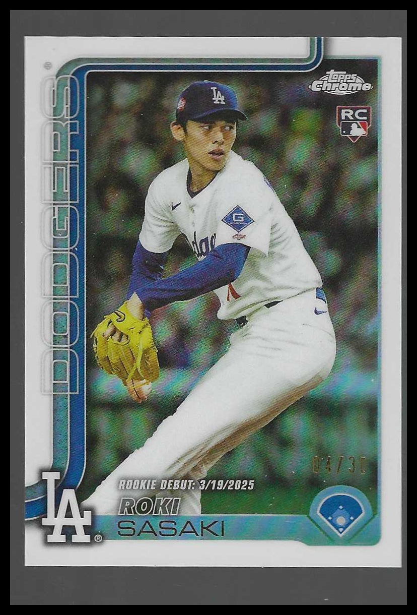 2025 Topps Chrome Update White Refractors #USC73 Roki Sasaki #04/30 - Veteran Sports Cards FL