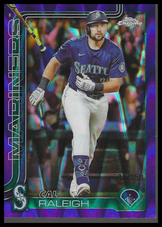 2025 Topps Chrome Update Purple RayWave Refractors #USC45b Cal Raleigh #130/250 - Veteran Sports Cards FL
