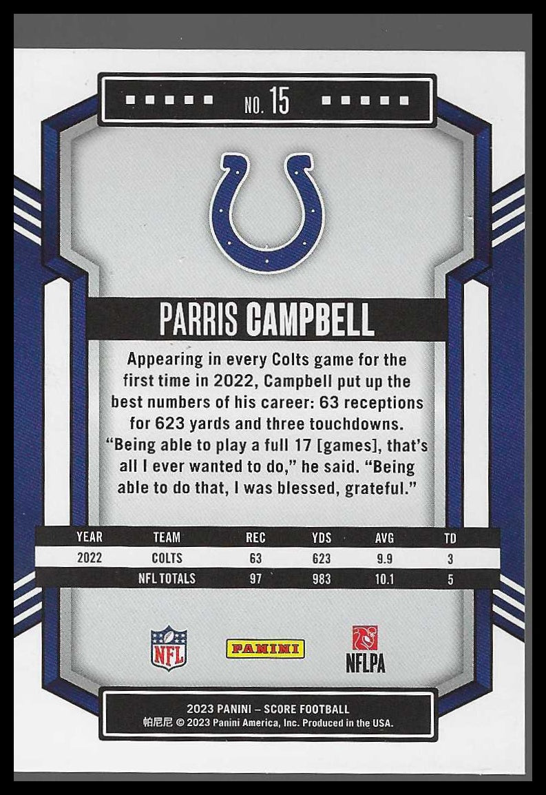 2023 Score Lava #15 Parris Campbell - Veteran Sports Cards FL