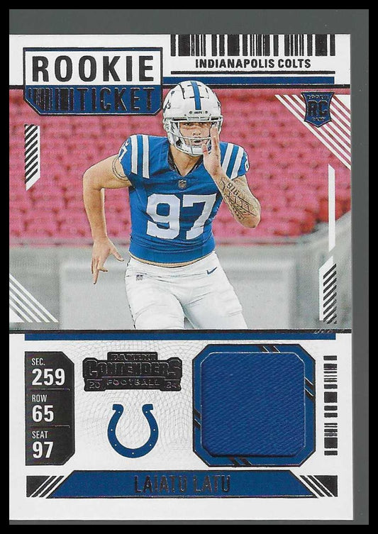 2024 Panini Contenders Rookie Ticket Swatches #RTS-LLU Laiatu Latu - Veteran Sports Cards FL
