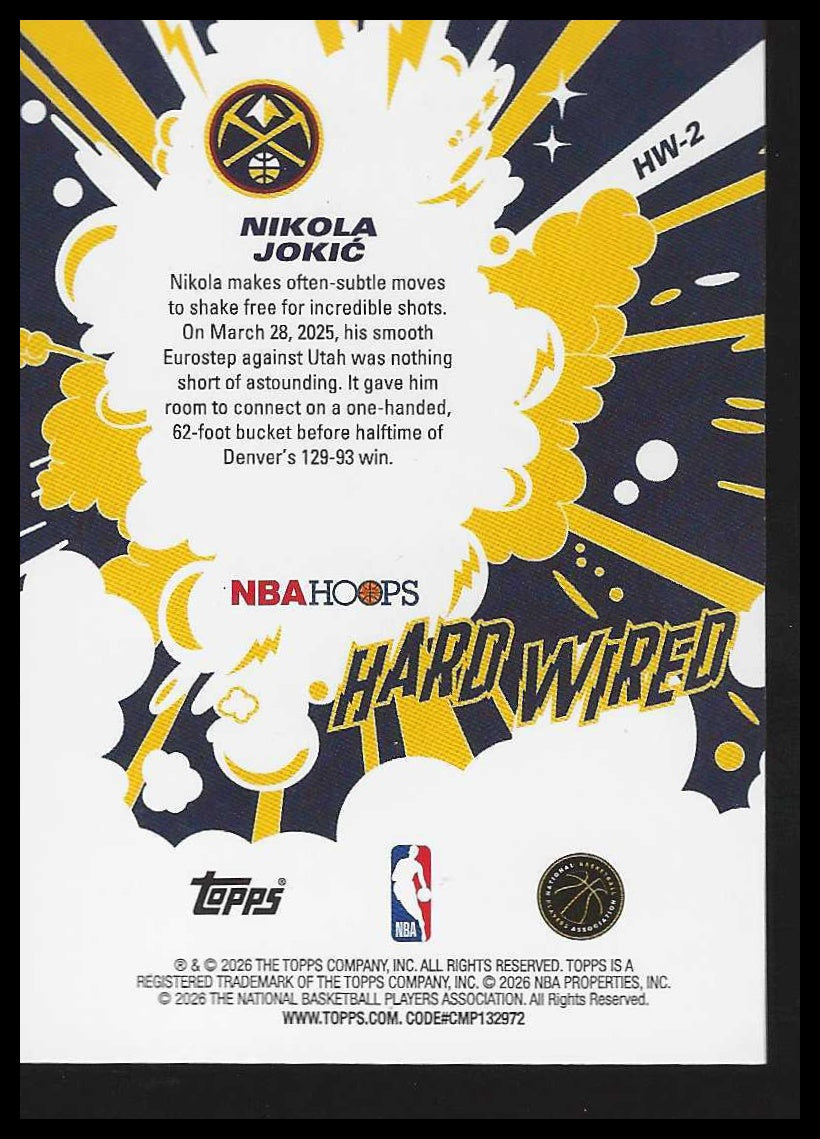 2025-26 Hoops Hard Wired #HW-2 Nikola Jokic - Veteran Sports Cards FL