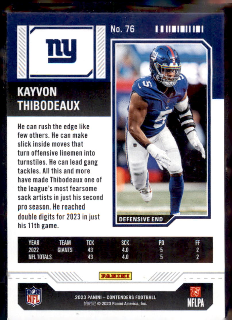 2023 Panini Contenders Season Ticket #76 Kayvon Thibodeaux - Veteran Sports Cards FL