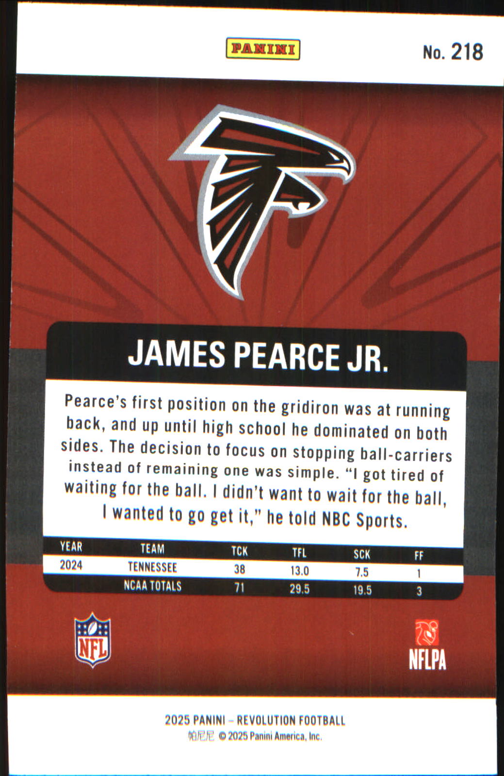 2025 Panini Revolution #218 James Pearce Jr. Rookie RC - Veteran Sports Cards FL