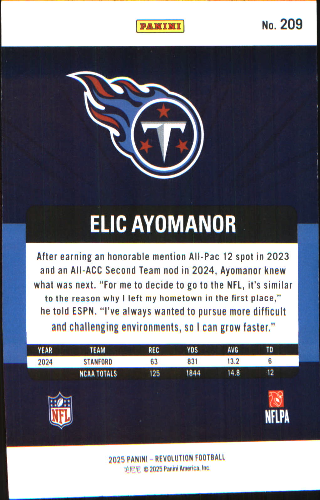 2025 Panini Revolution Red Swirl #209 Elic Ayomanor - Veteran Sports Cards FL