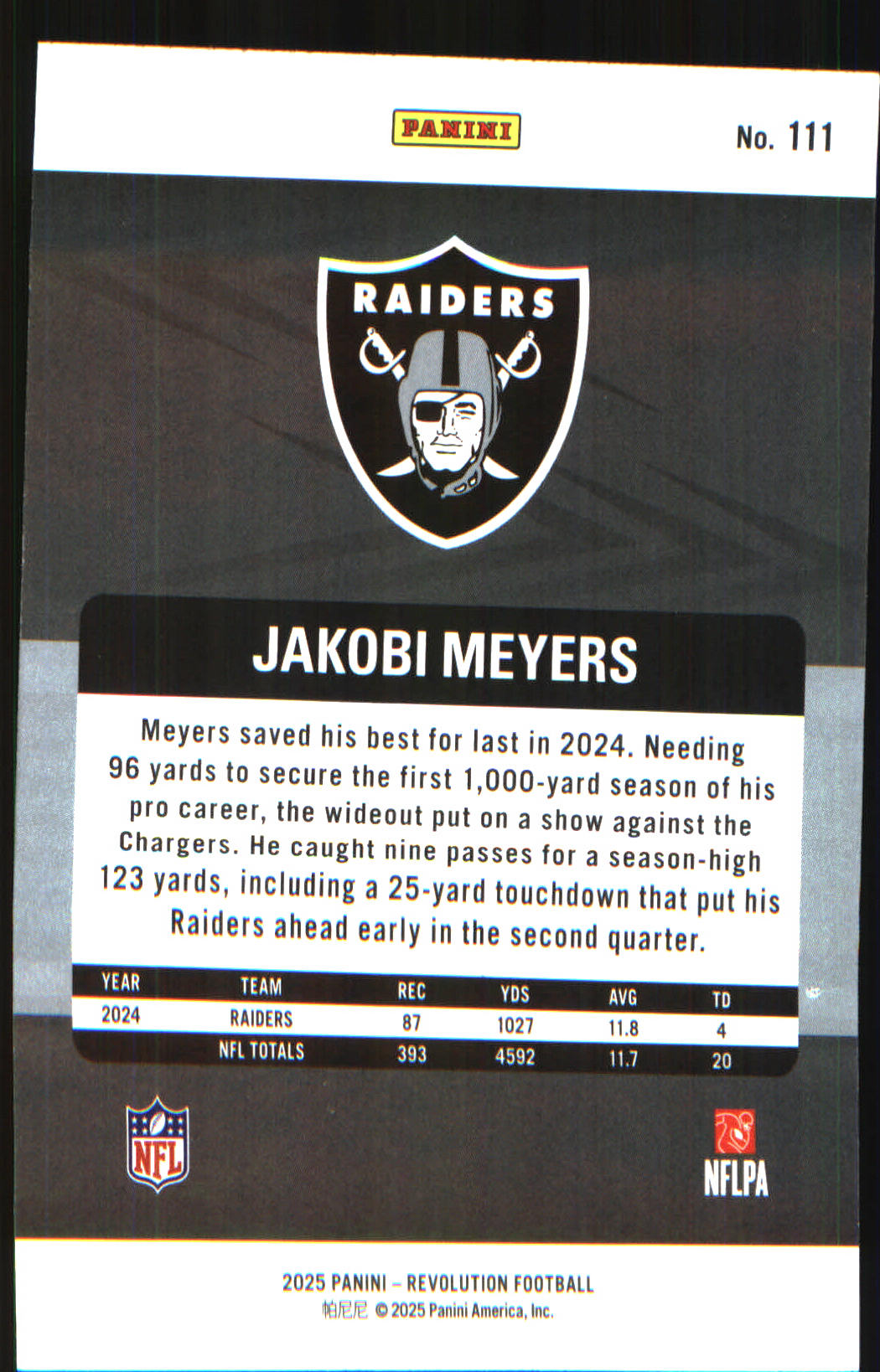 2025 Panini Revolution #111 Jakobi Meyers - Veteran Sports Cards FL