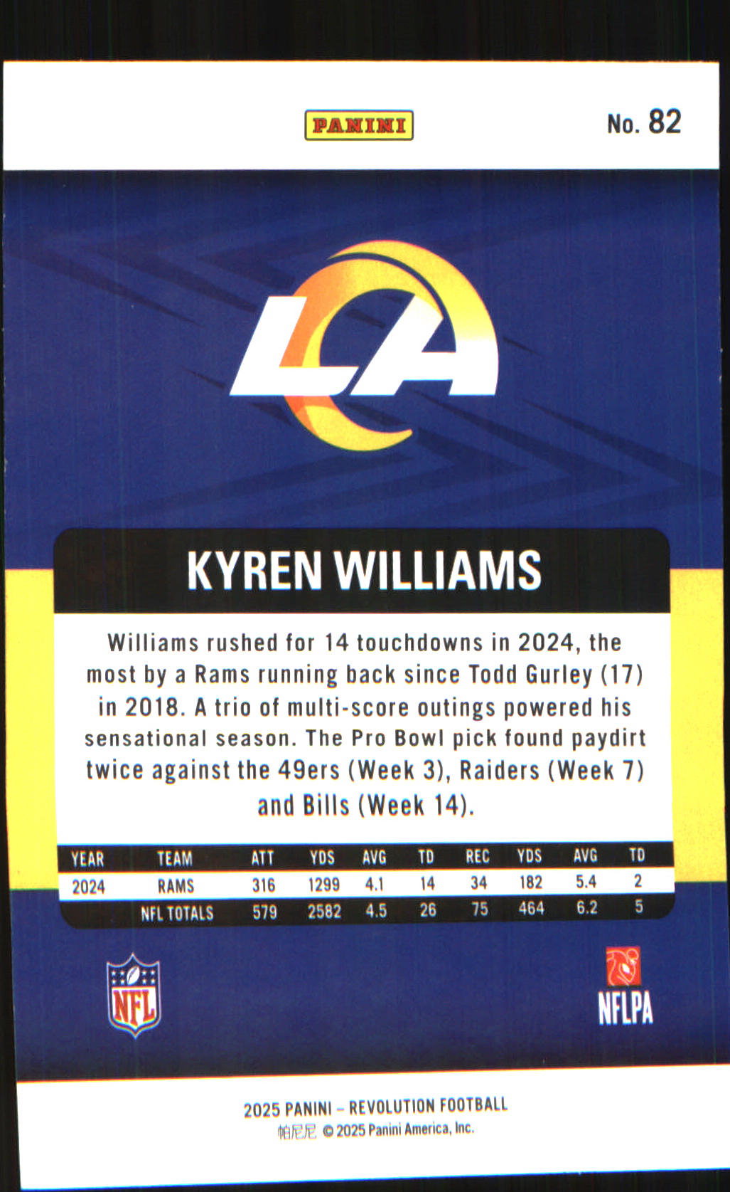 2025 Panini Revolution #82 Kyren Williams - Veteran Sports Cards FL