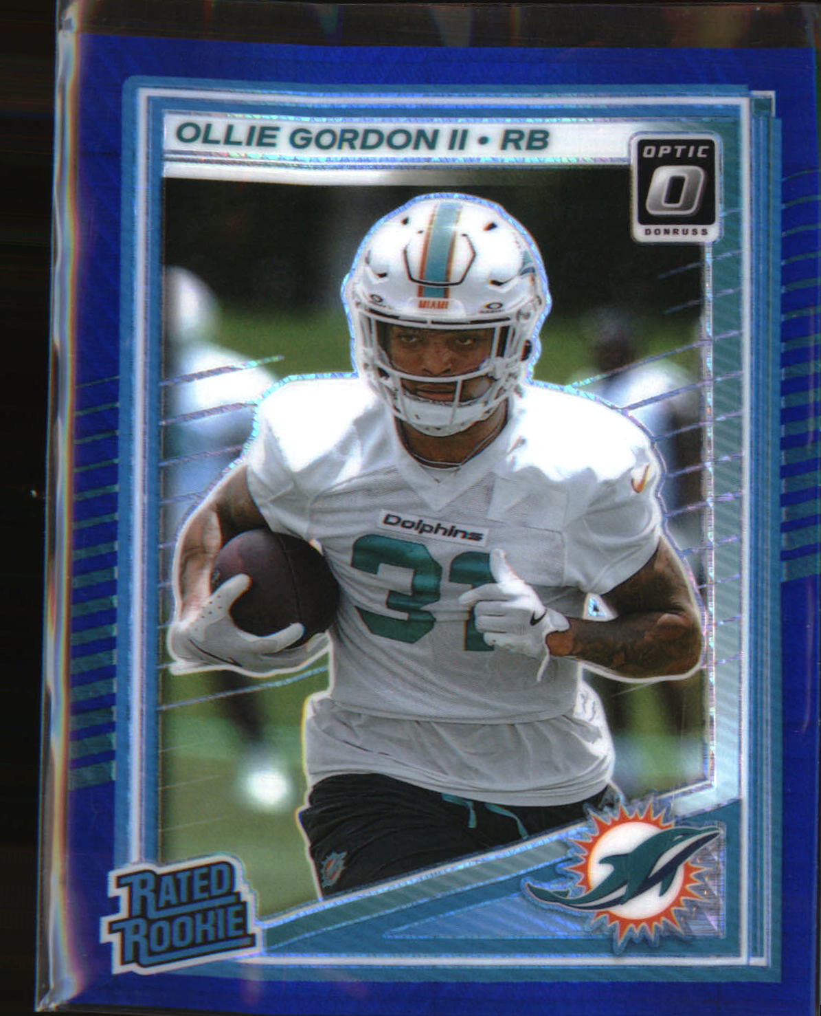 2025 Donruss Optic Blue Hyper Prizm Rated Rookie #394 Ollie Gordon II Rookie RC - Veteran Sports Cards FL