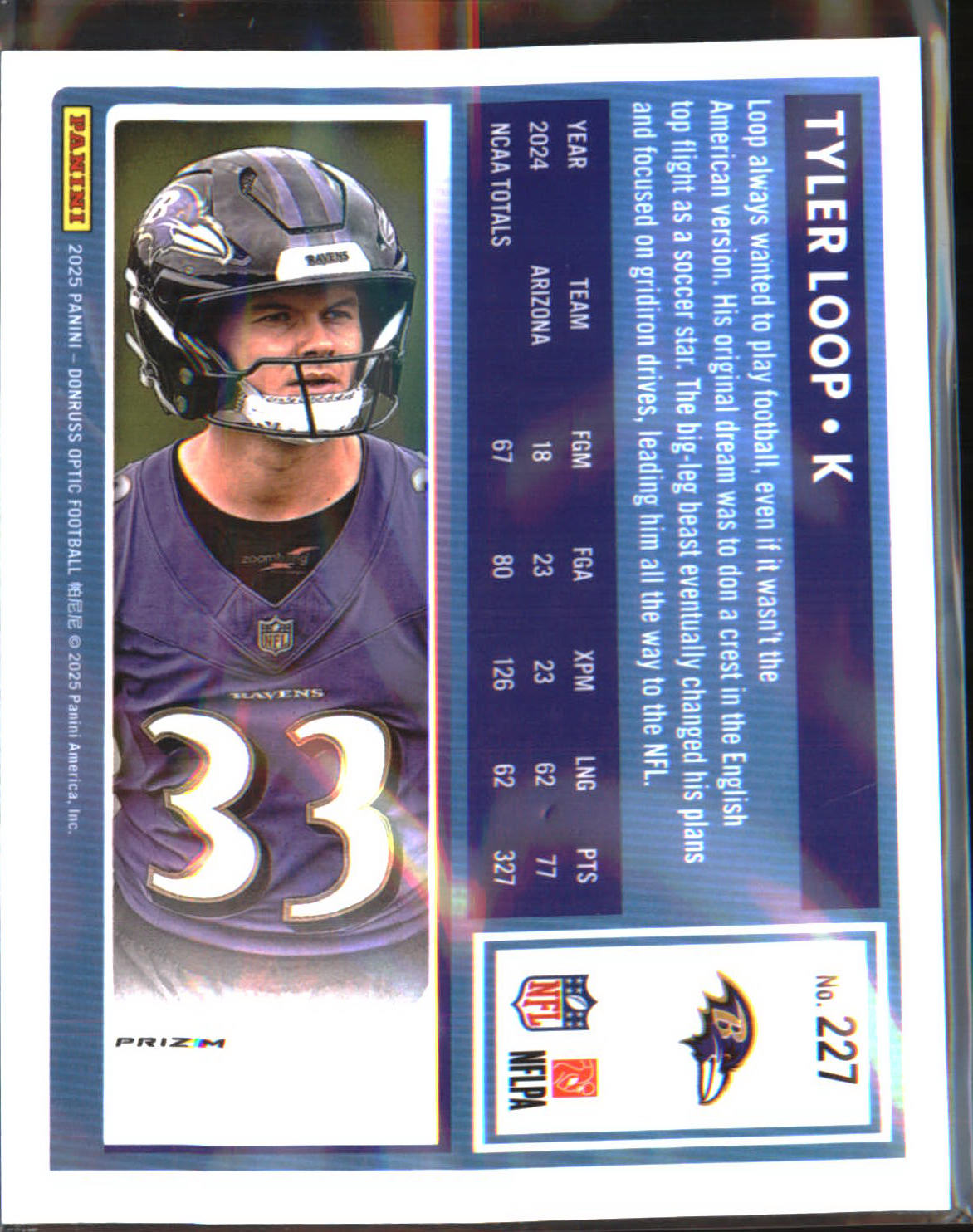 2025 Donruss Optic Blue Hyper #227 Tyler Loop Rookie RC - Veteran Sports Cards FL