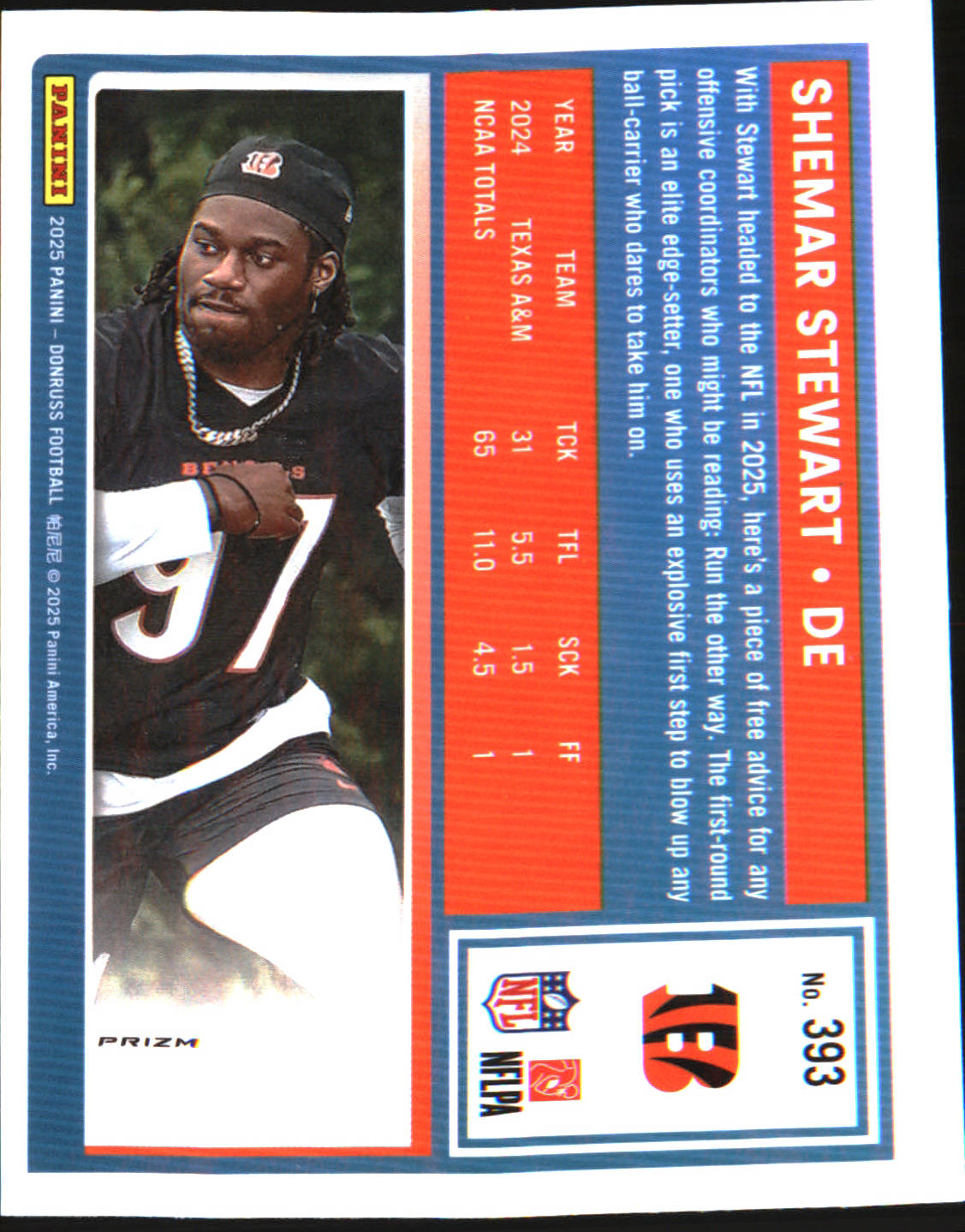 2025 Donruss Optic Rated Rookies Preview Red Pandora #393 Shemar Stewart - Veteran Sports Cards FL
