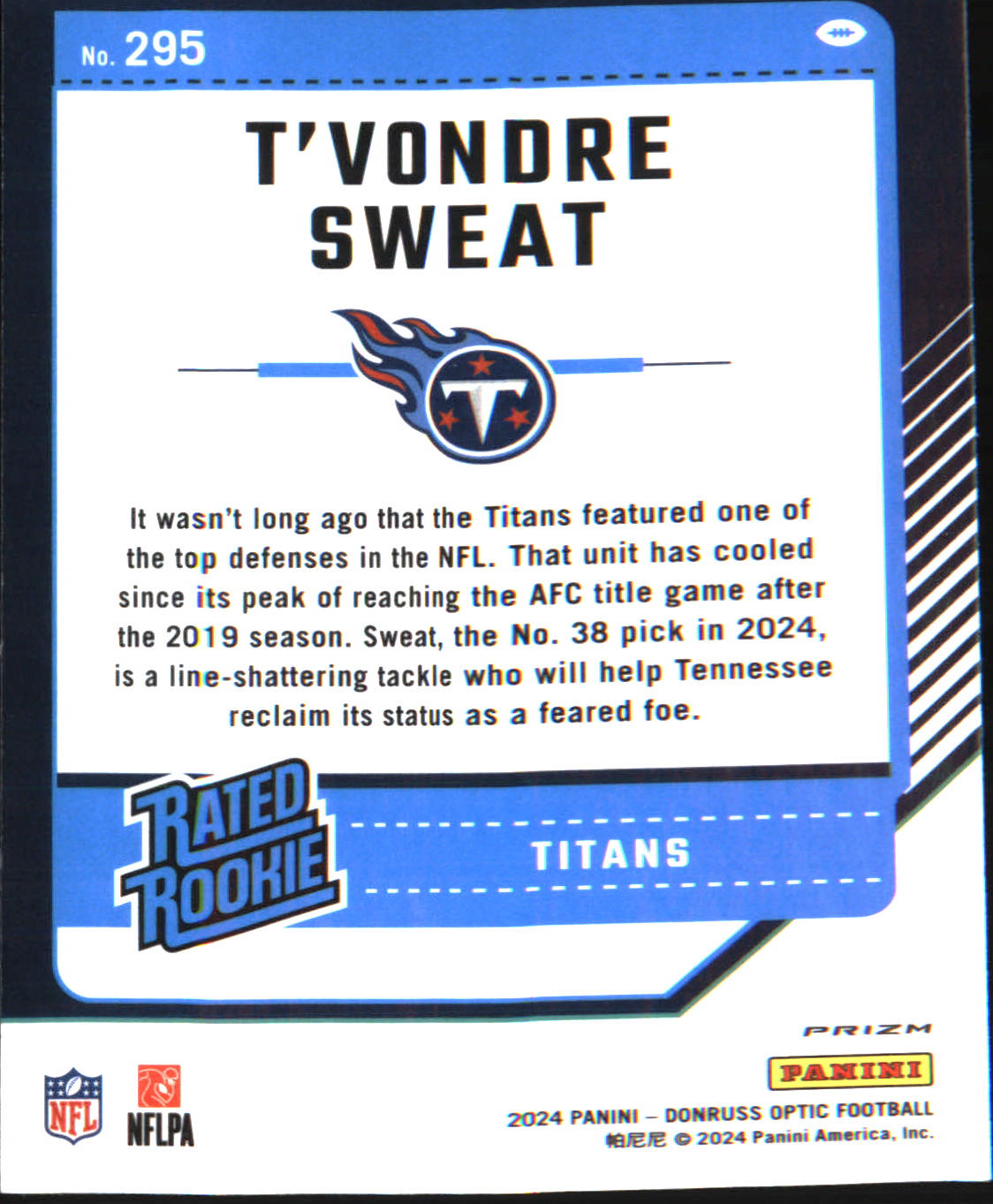 2024 Donruss Optic Purple Scope #295 T'Vondre Sweat - Veteran Sports Cards FL
