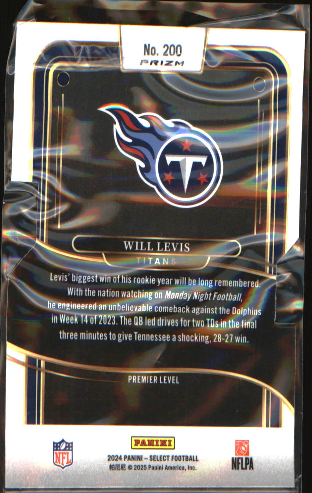 2024 Panini Select Silver Prizm #200 Will Levis - Veteran Sports Cards FL