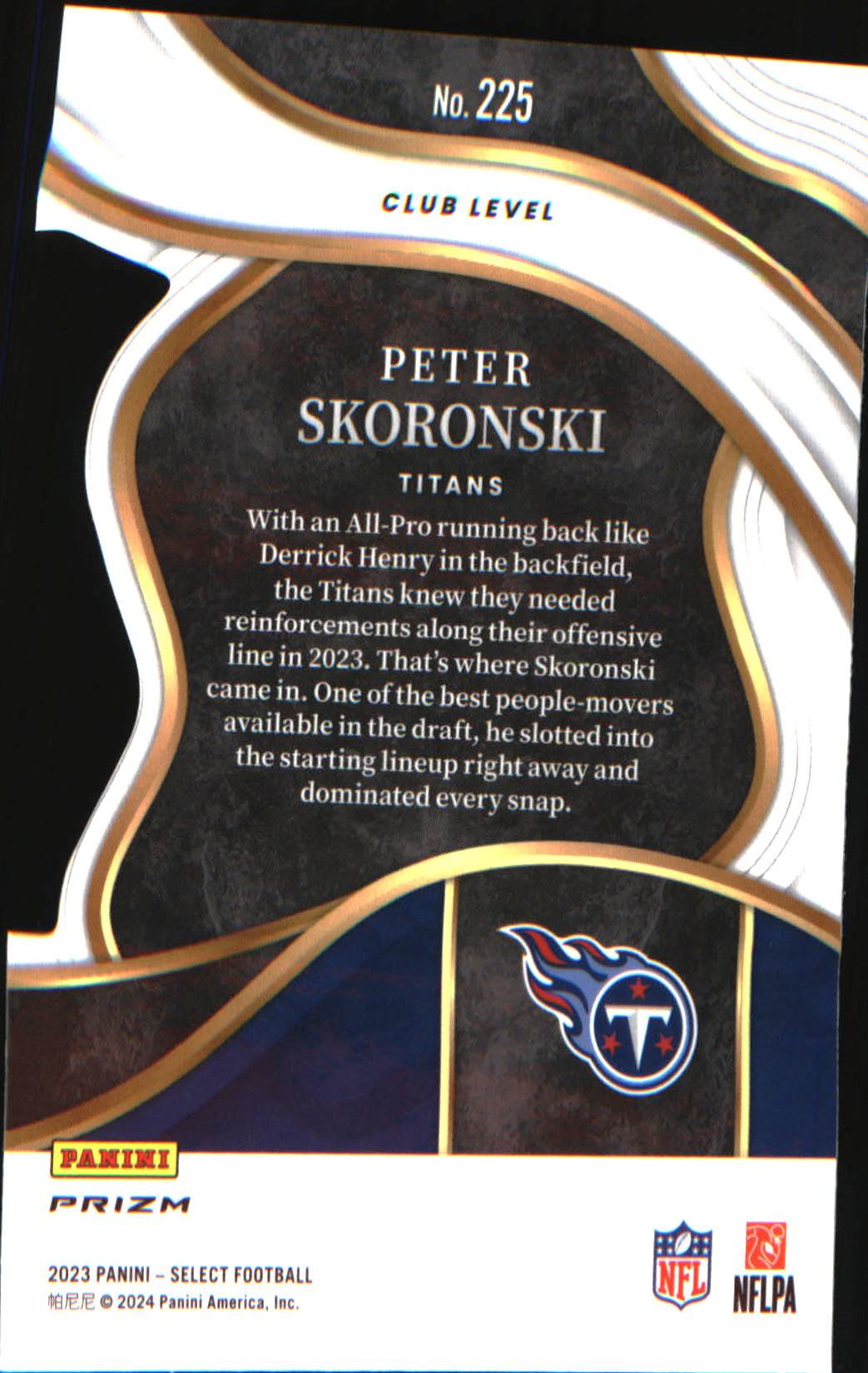 2023 Panini Select Silver Prizms Die Cuts #225 Peter Skoronski Rookie RC - Veteran Sports Cards FL