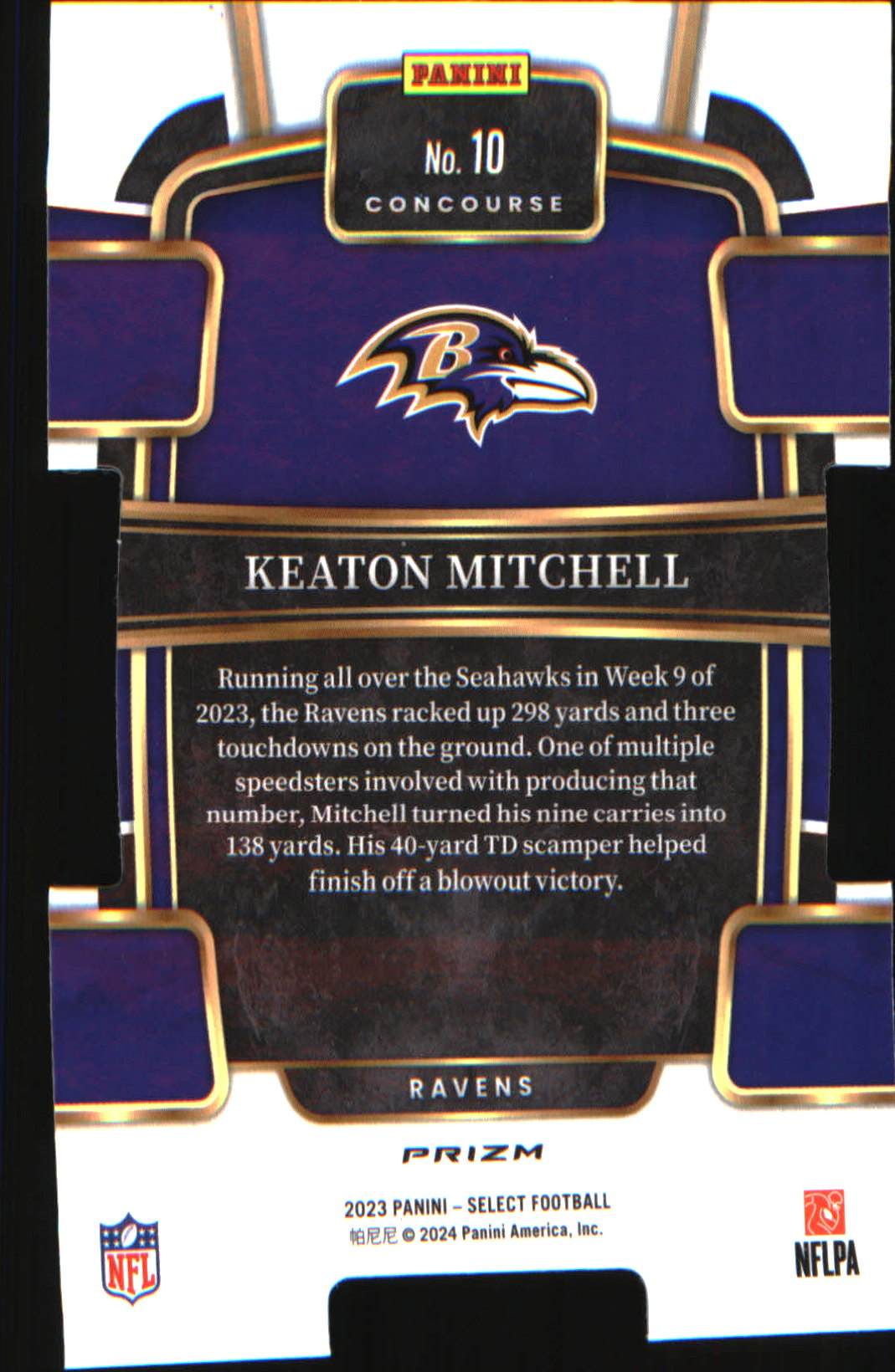 2023 Panini Select Black and Green Prizms Die Cuts #10 Keaton Mitchell Rookie RC - Veteran Sports Cards FL