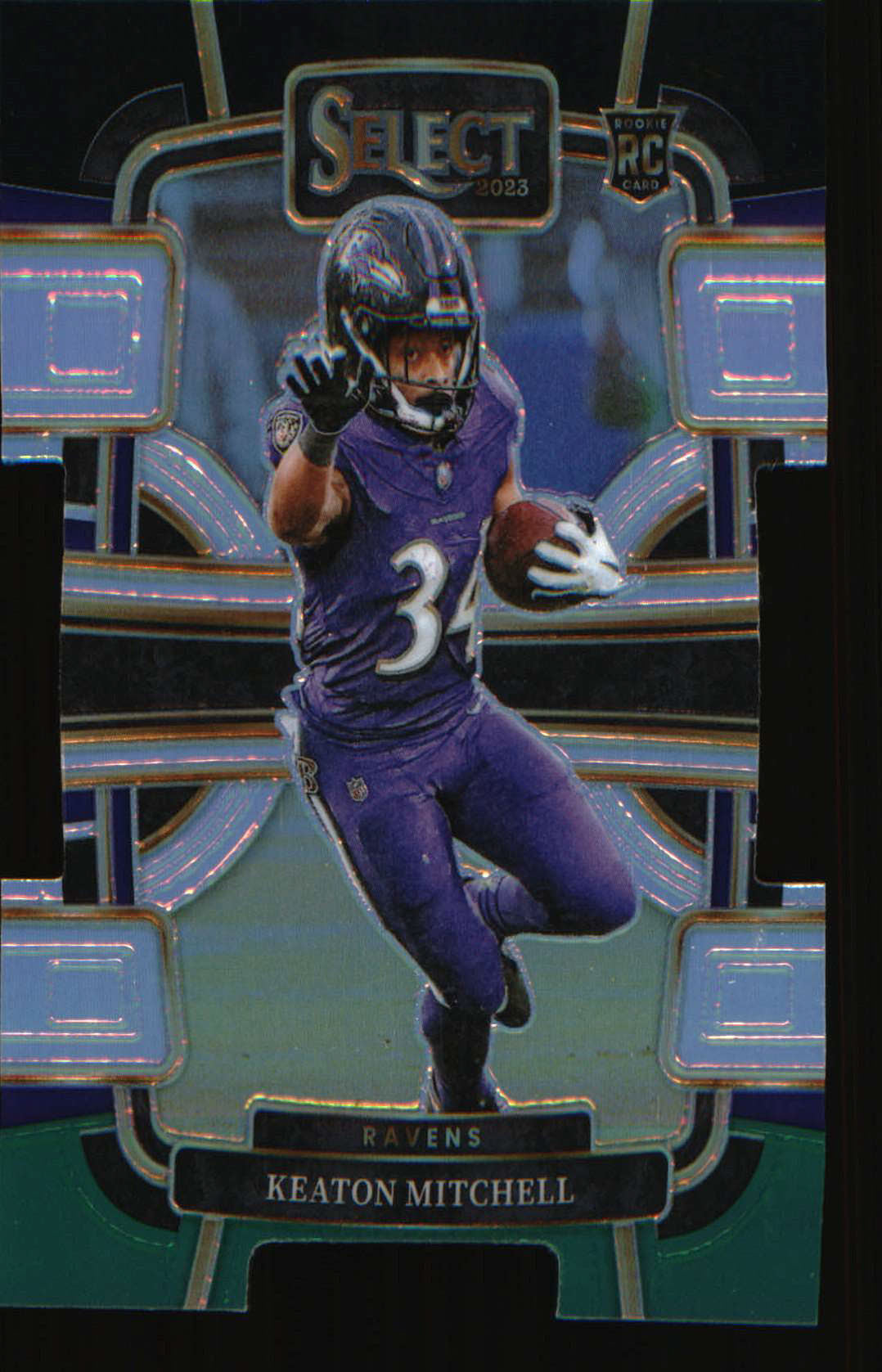 2023 Panini Select Black and Green Prizms Die Cuts #10 Keaton Mitchell Rookie RC - Veteran Sports Cards FL