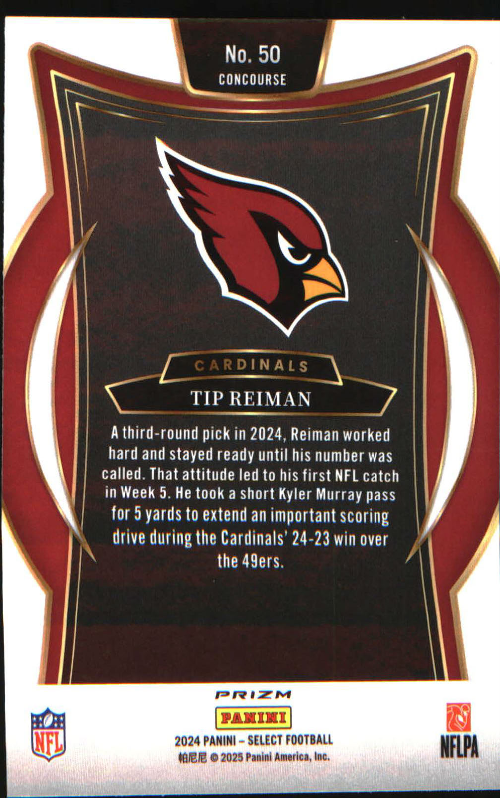 2024 Panini Select Black & Gold Prizm Shock #50 Tip Reiman Rookie RC - Veteran Sports Cards FL