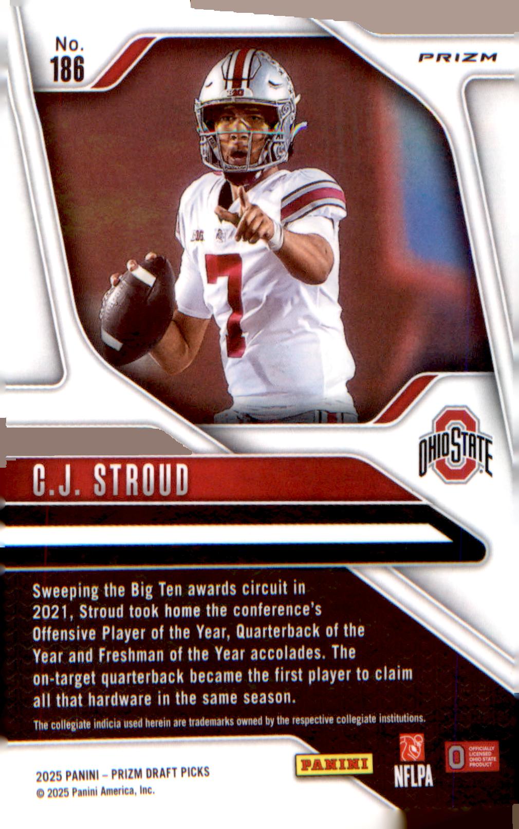 2025 Panini Prizm Draft Picks Prizms Gold Ice #186 C.J. Stroud - Veteran Sports Cards FL