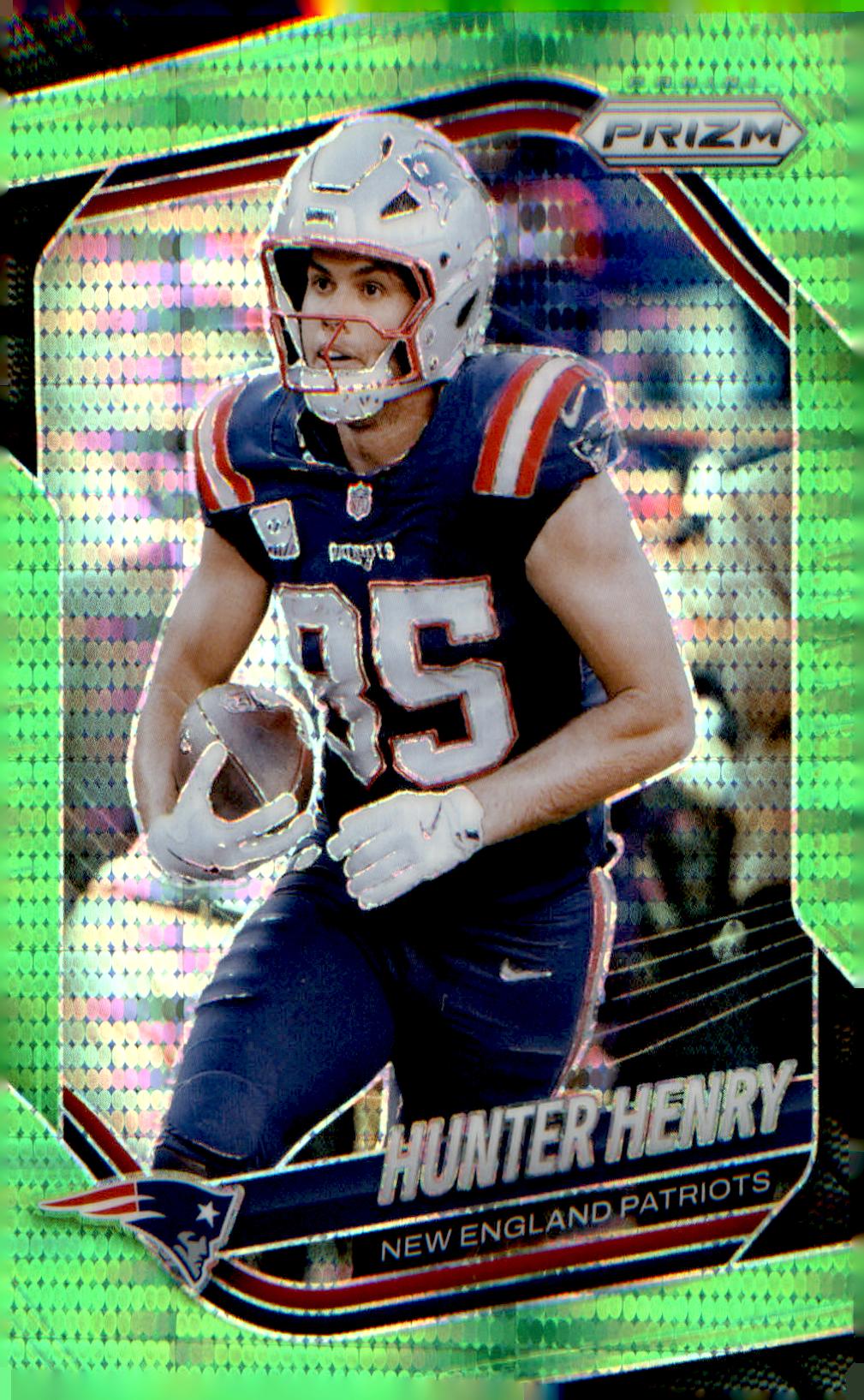 2025 Panini Prizm Neon Green Pulsar #33 Hunter Henry - Veteran Sports Cards FL