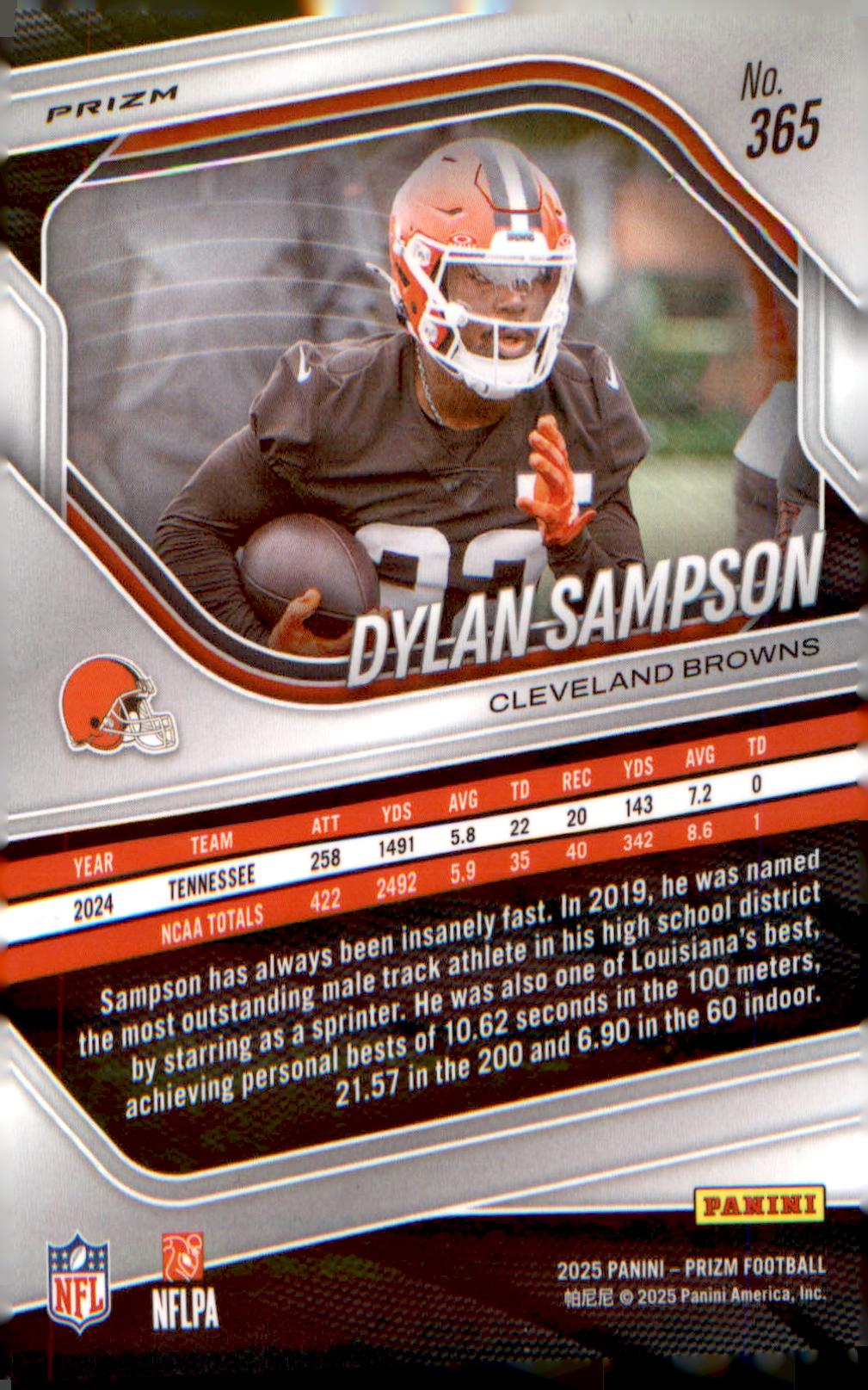 2025 Panini Prizm Neon Green Pulsar #365 Dylan Sampson - Veteran Sports Cards FL