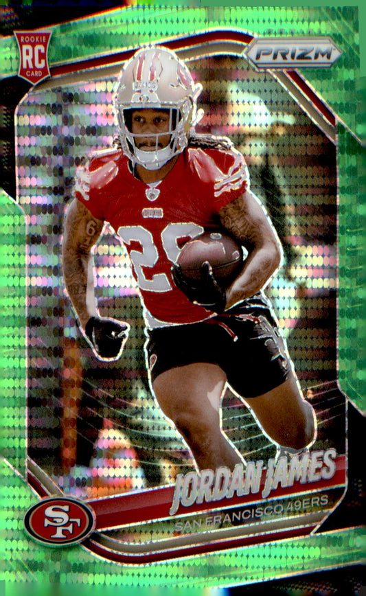 2025 Panini Prizm Neon Green Pulsar #323 Jordan James - Veteran Sports Cards FL