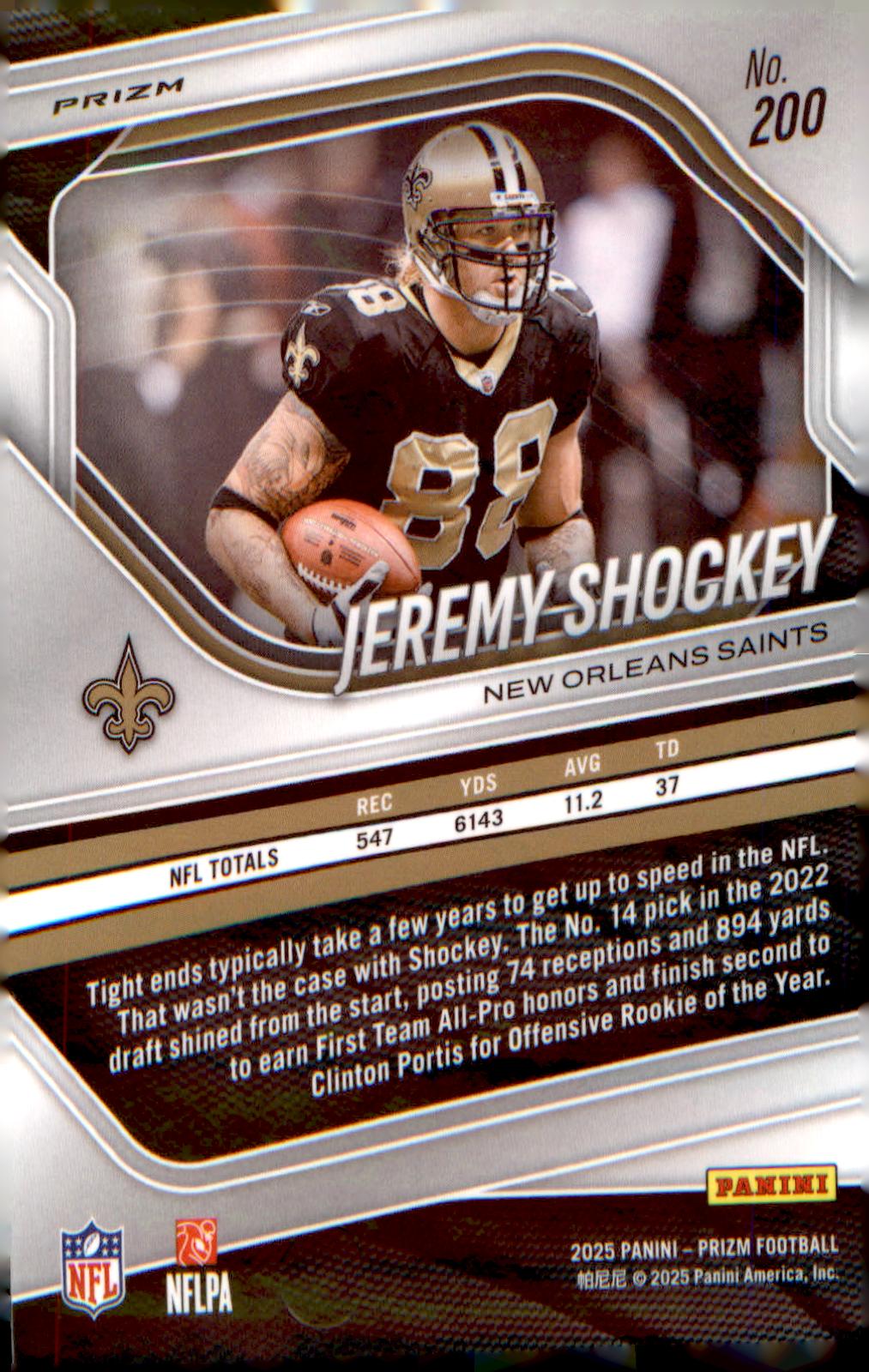 2025 Panini Prizm Neon Green Pulsar #200 Jeremy Shockey - Veteran Sports Cards FL