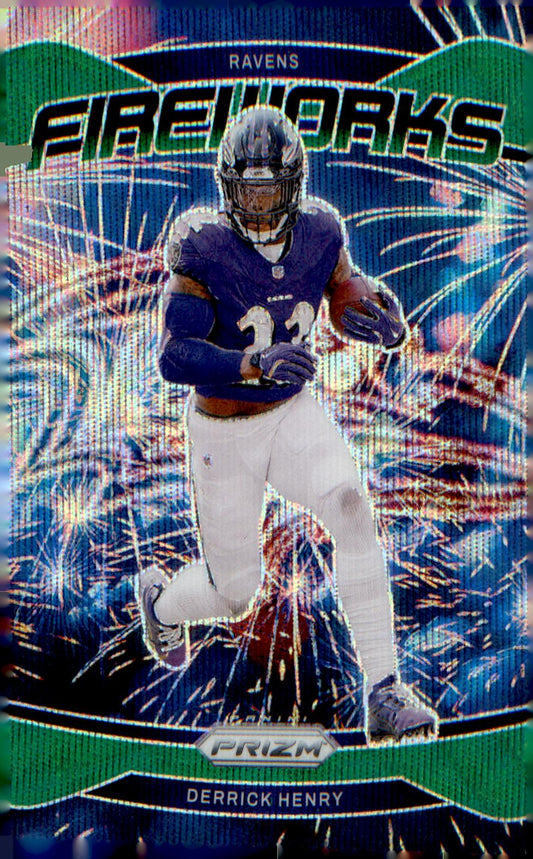 2024 Panini Prizm Fireworks Green Prizm #10 Derrick Henry - Veteran Sports Cards FL