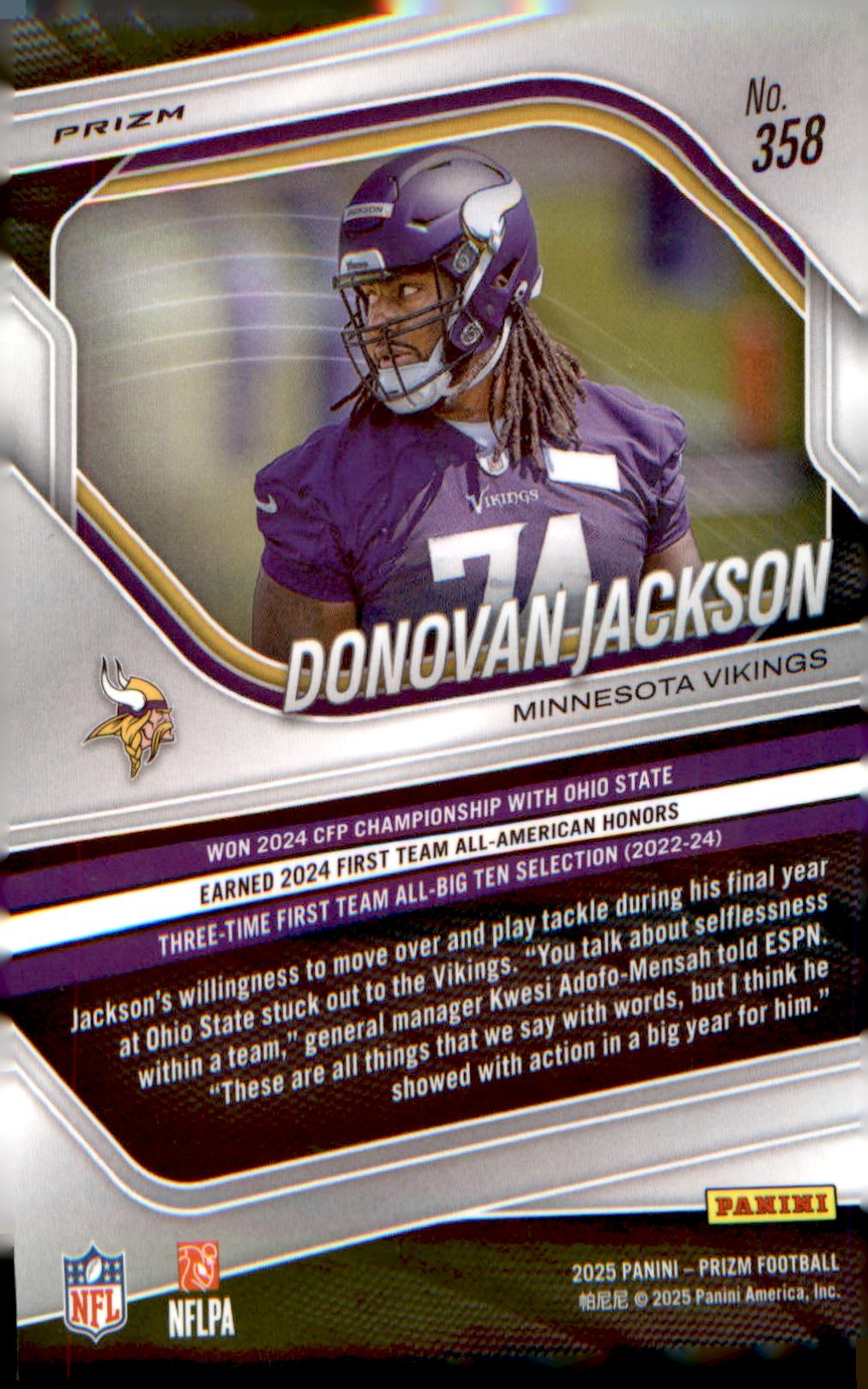 2025 Panini Prizm Green Wave #358 Donovan Jackson - Veteran Sports Cards FL