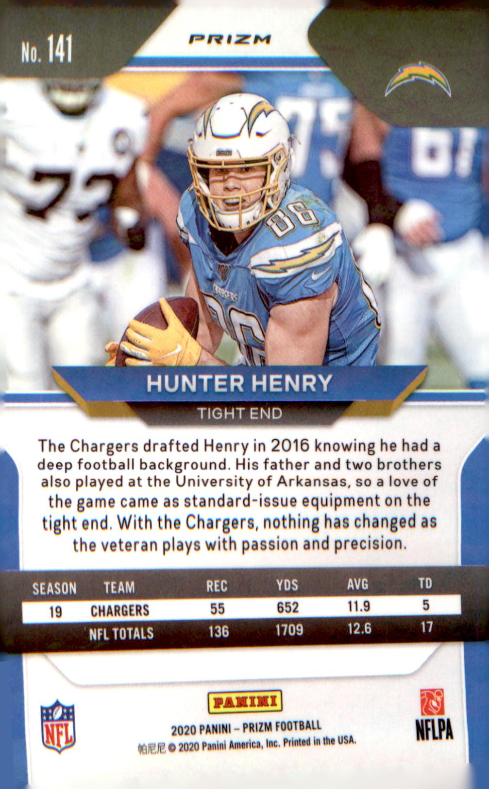 2020 Panini Prizm Prizm Red White and Blue #141 Hunter Henry - Veteran Sports Cards FL