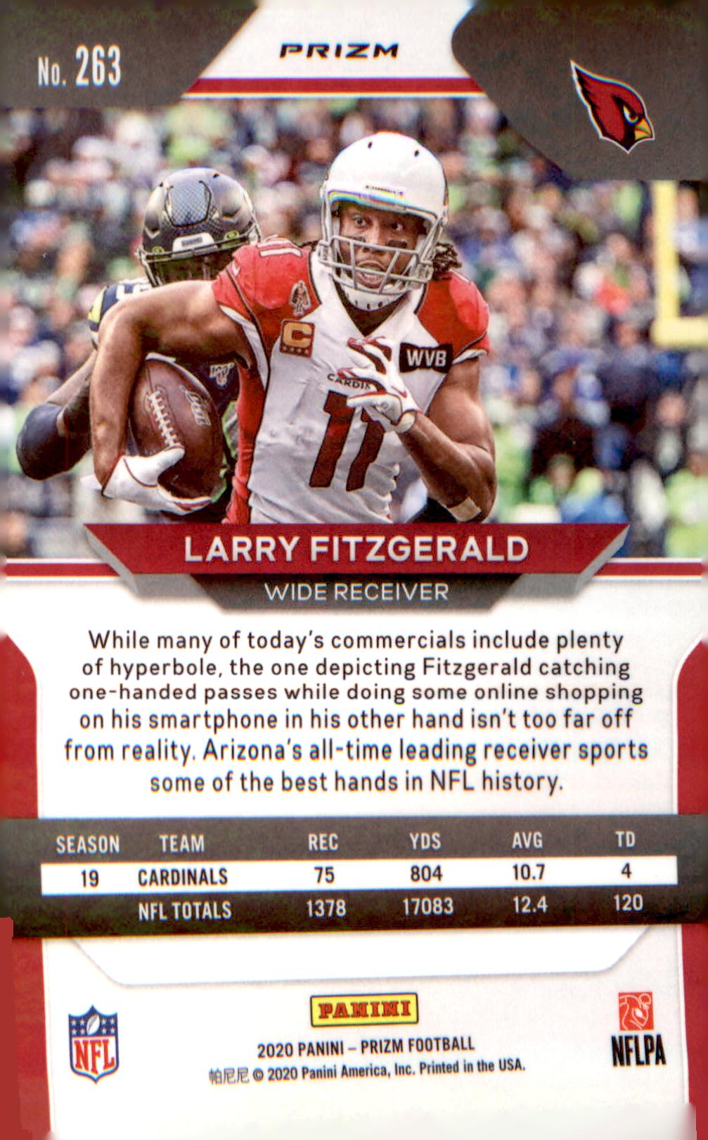 2020 Panini Prizm Prizm Red White and Blue #263 Larry Fitzgerald - Veteran Sports Cards FL