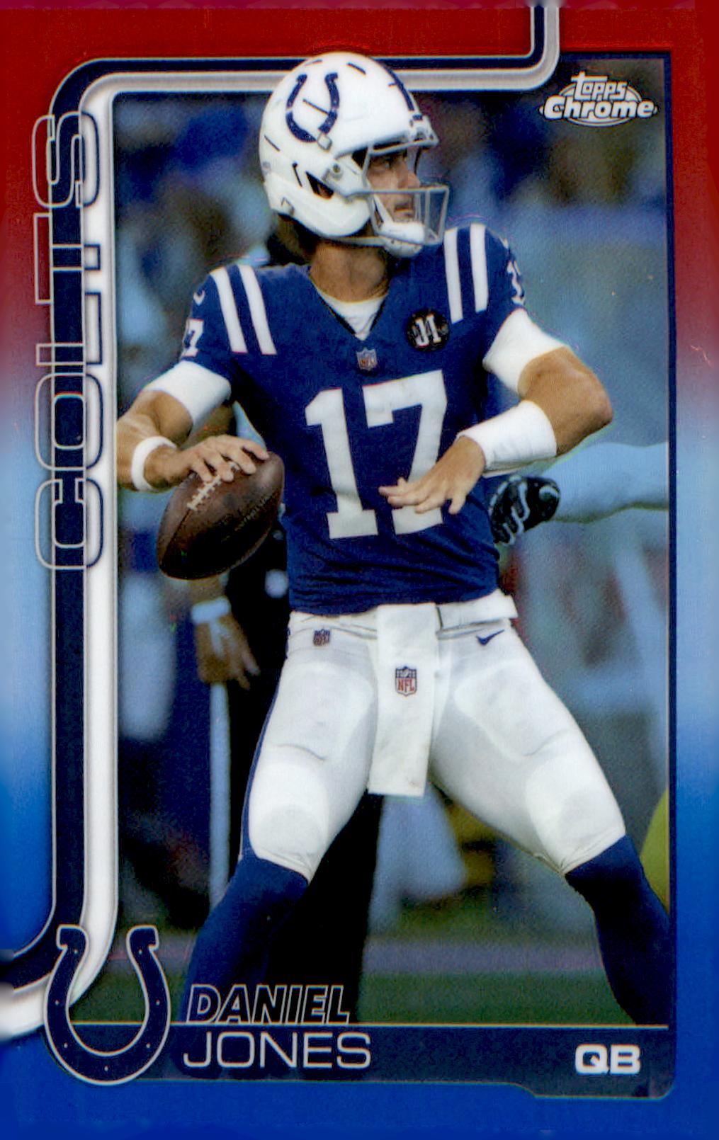2025 Topps Chrome Red White and Blue Refractor #132 Daniel Jones - Veteran Sports Cards FL