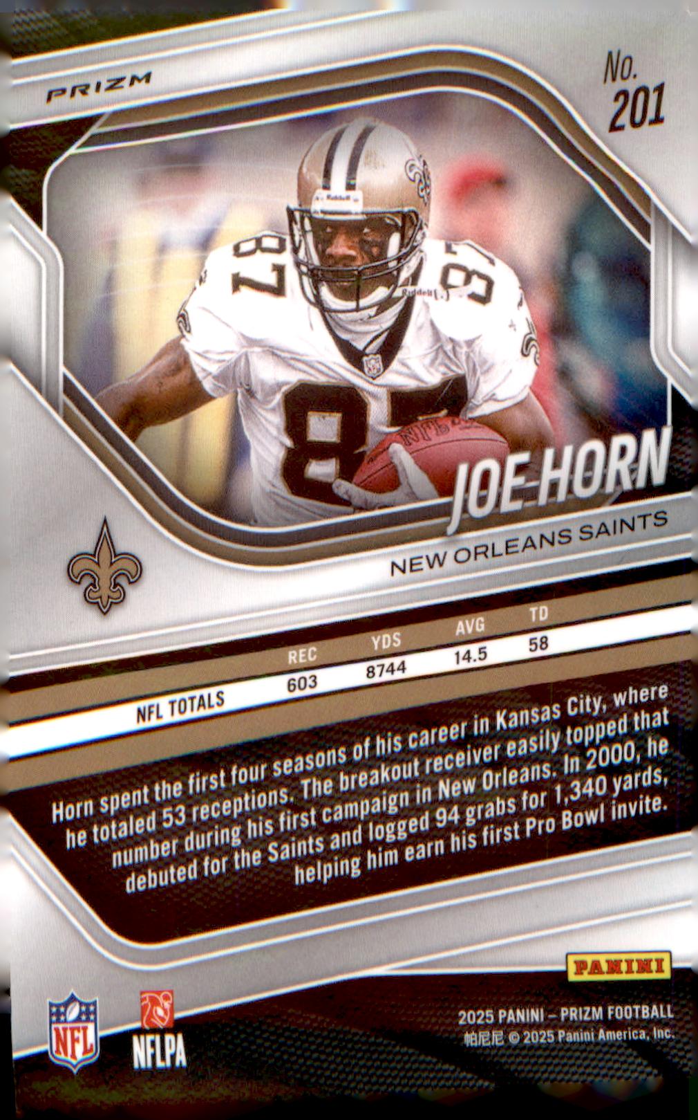 2025 Panini Prizm Silver #201 Joe Horn - Veteran Sports Cards FL